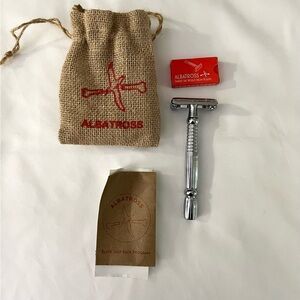 Albatross Razor ZERO WASTE 3-PIECE SAFETY RAZOR With 10 Blades and Pouch